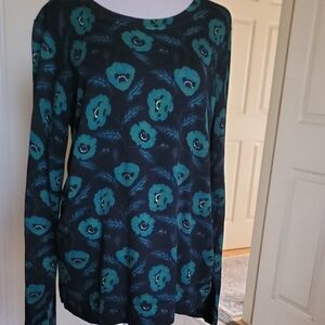J Crew Floral Print Long Sleeve Top